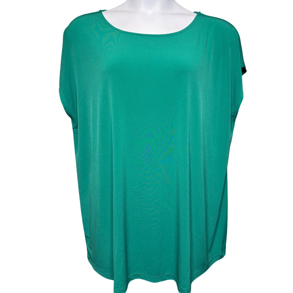 SUSAN GRAVER Womens Green Liquid Knit Top 2X Modern Essentials Office Casual